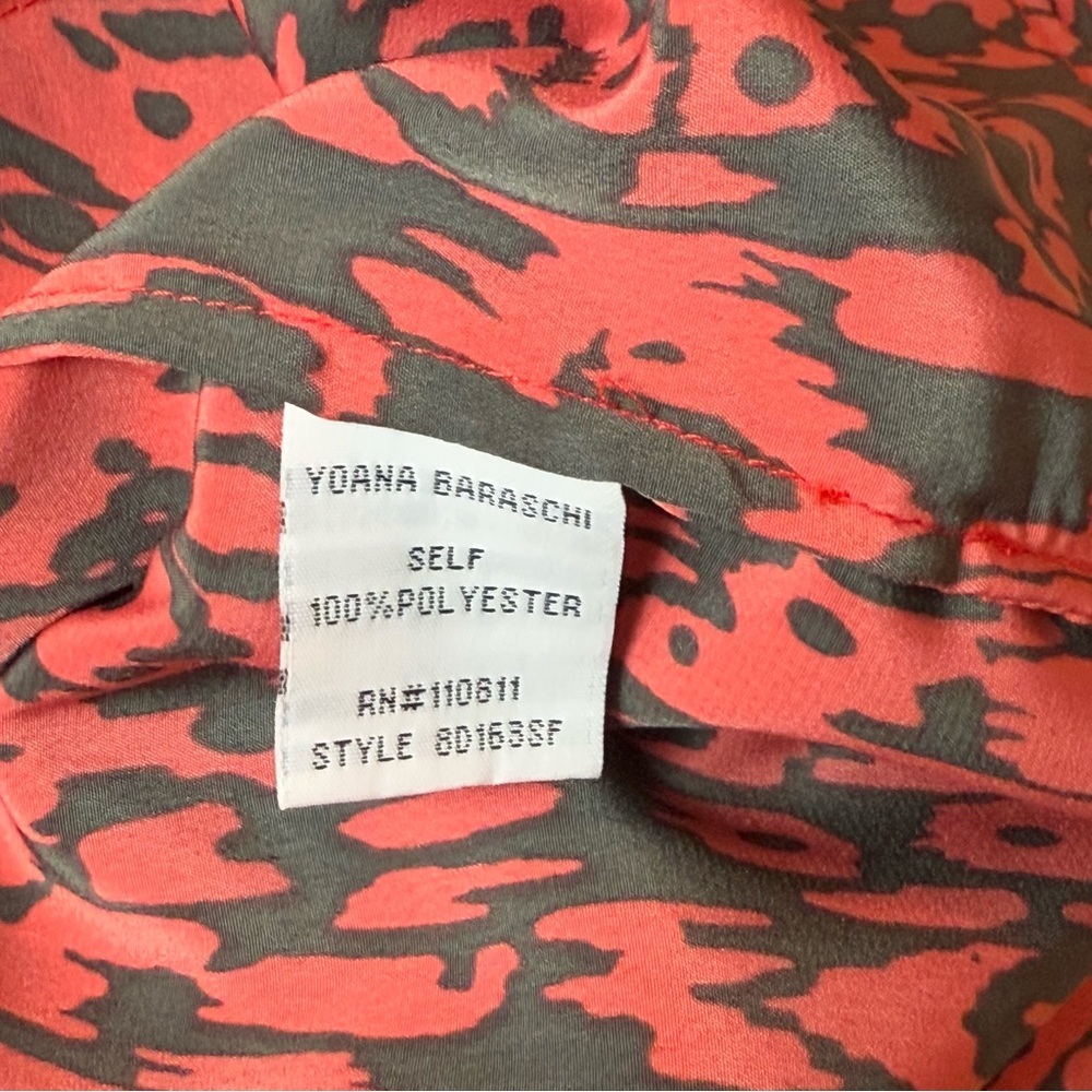 Yoana Baraschi Red and Black Patterned Shirtdress with Belt and Pockets Sz 0 - Picture 9 of 10